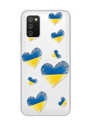 Прозрачный чехол на samsung galaxy a03s :: сердечка. украина (принт 258)
