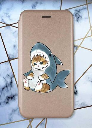 Чехол-книжка с рисунком на xiaomi redmi 7 :: золотой :: котёнок /принт 120/