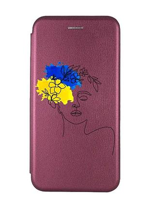Чехол-книжка с рисунком на iphone 7/8/se 2020 :: бордовый :: украинка арт (принт 3)