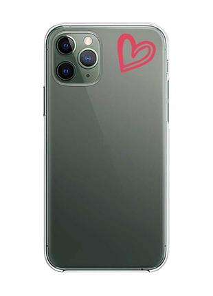 Прозорий чохол на iphone 12 / 12 pro :: сердечко червоне (принт 46)