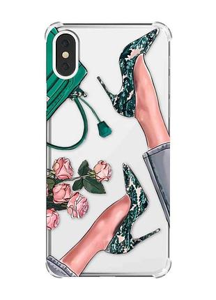 Чехол с утолщёнными углами на iphone x/xs :: туфельки и цветы (принт 225)