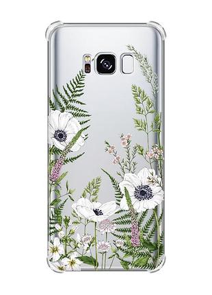 Чехол с утолщёнными углами на samsung galaxy s8 :: цветы полевые (принт 363)