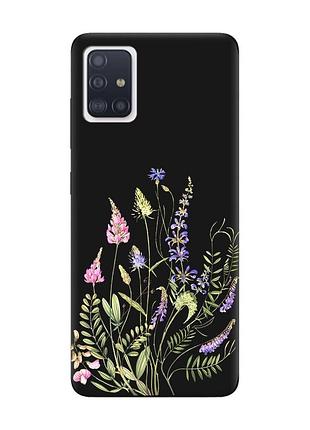 Матовий чорний чохол на samsung galaxy a51 :: квіткова ідилія (принт 382)