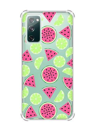 Чехол с утолщенными углами на samsung galaxy s20 fe :: арбузы и лайм (принт 345)