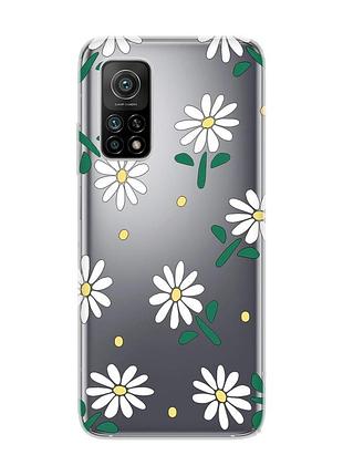 Прозрачный чехол на xiaomi mi 10t/mi 10t pro :: ромашки (принт 368)