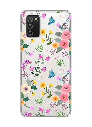Прозорий чохол для samsung galaxy a02s :: квітковий фон (принт 369)