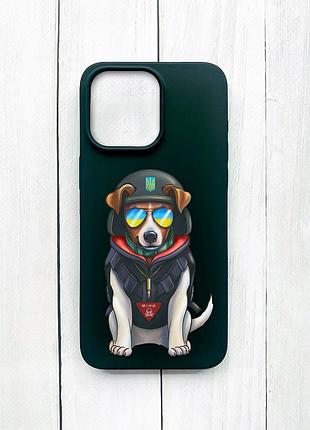 Матовый чехол на iphone 15 pro max черный :: пёс патрон (принт 4)