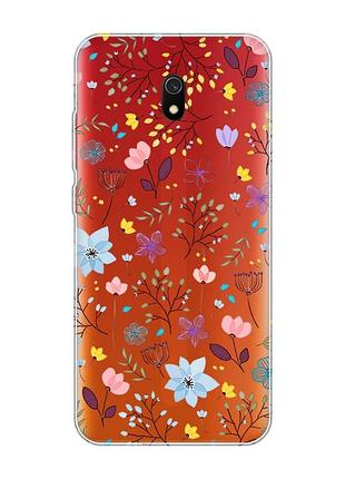 Прозрачный чехол на xiaomi redmi 8a :: цветочный фон (принт 267)