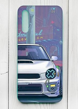 Матовый чехол с бирюзовыми боками на samsung galaxy a50 (2019) a505/a30s :: авто аниме (принт 239)