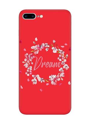 Матовый красный чехол на iphone 7 plus/8 plus :: веночек из сакуры (принт 284)