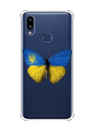 Чехол с утолщенными углами на samsung galaxy a10s/a107 :: бабочка украина (принт 255)