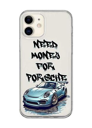 Прозрачный чехол на iphone 12 mini :: хочу порше (принт 385)
