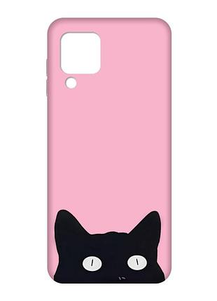 Матовий рожевий чохол на samsung galaxy m32/a22/m22 4g :: котик (принт 119)