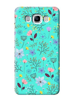 Матовый бирюзовый чехол на samsung galaxy j7(2016) j710 :: цветочный фон (принт 267)
