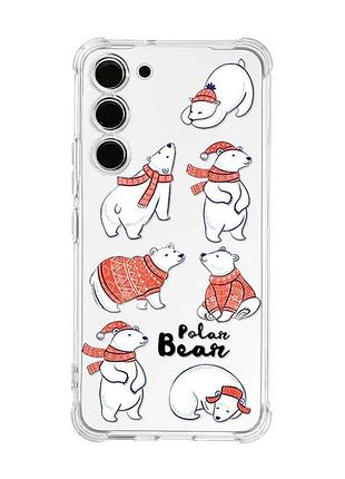 Чехол с утолщёнными углами на samsung galaxy s23 :: мишки (принт 145)
