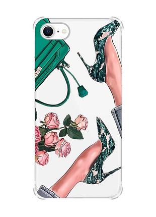 Чехол с утолщёнными углами на iphone 7/8/se 2020 :: туфельки и цветы (принт 225)