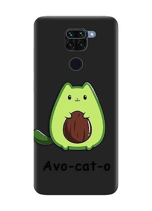 Матовий чорний чохол на xiaomi redmi note 9 :: котик авокадо (принт 306)