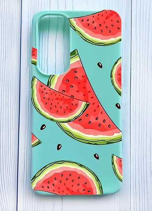 Матовий бірюзовий чохол на samsung galaxy s24 fe скибки кавуна (принт 342)