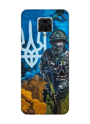Матовый чехол с розовыми боками на xiaomi redmi note 9 pro / 9s / 9 pro max :: защитник (патриотический принт