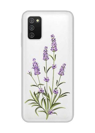 Прозрачный чехол на samsung galaxy a03s :: веточки лаванды (принт 266)