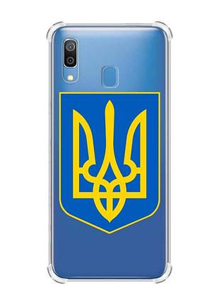Чехол с утолщёнными углами на samsung galaxy a30 (2019)/a20 (2019) тризуб украина (принт 256)