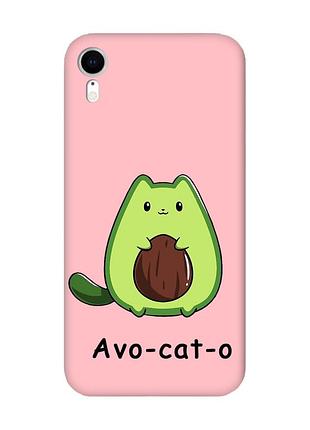 Матовий рожевий чохол на apple iphone xr :: котик авокадо (принт 306)