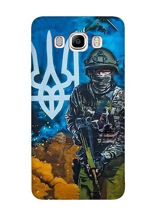 Матовий чохол з червоними боками на samsung galaxy j7(2016) j710 :: військовий (патріотичний принт 349)