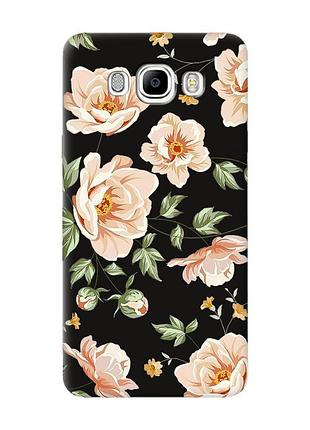 Матовый черный чехол на samsung galaxy j7(2016) j710 :: цветы пастельные (принт 277)