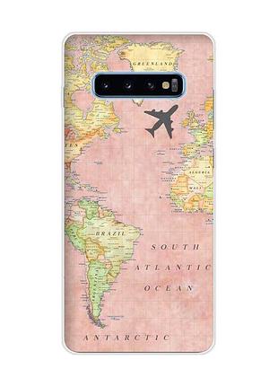Чехол на samsung galaxy s10 plus :: путешествия. карта (принт 320)