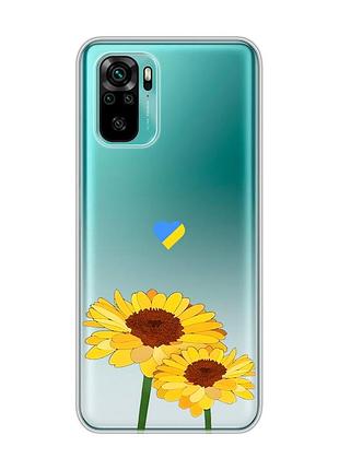 Прозорий чохол на xiaomi redmi note 10 / note 10s :: жовті квіти (принт 364)