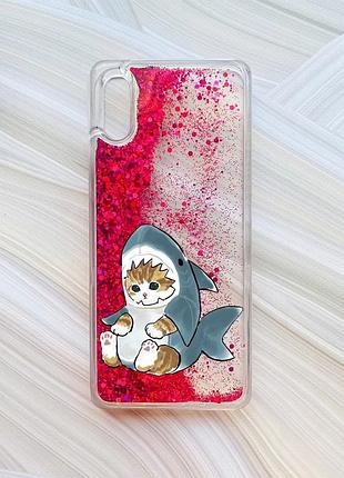 Чохол з плаваючими блискітками на xiaomi redmi 9a рожевий кошеня (принт 120)