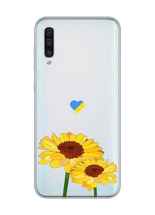 Прозрачный чехол на samsung galaxy a50 (2019) a505/a30s :: желтые цветы (принт 364)