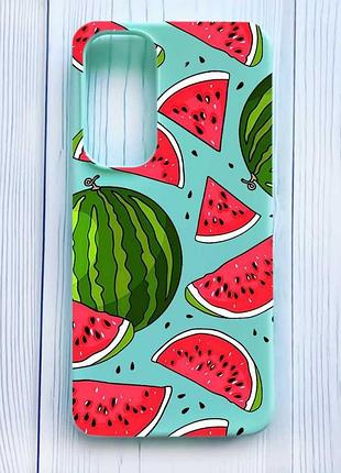 Матовый бирюзовый чехол на samsung galaxy s24 fe арбузы (принт 341)