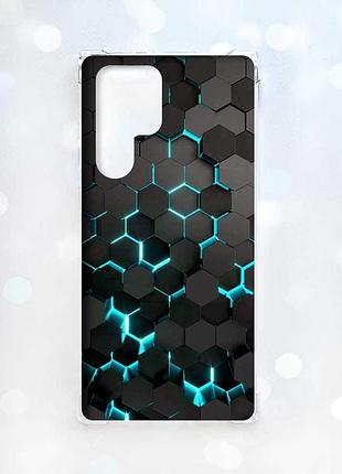 Чехол с утолщёнными углами на samsung galaxy s22 ultra :: соты 3d (принт 357)