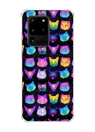 Чехол с утолщёнными углами на samsung galaxy s20 ultra :: кошки фон (принт 362)