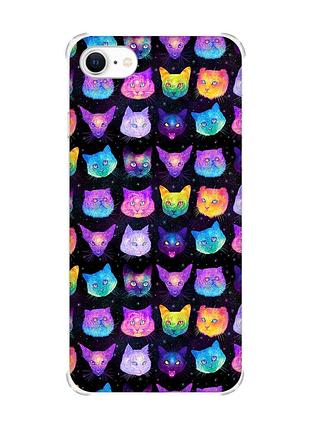 Чохол з потовщеними кутами на iphone 7/ 7s/ 8/ 8s :: котики фон (принт 362)