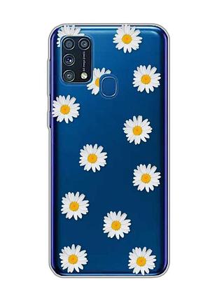 Прозорий чохол на samsung galaxy m31 :: фон ромашки (принт 41)