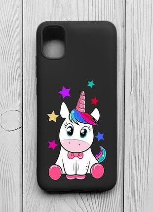 Матовий чорний чохол на samsung galaxy a04e/a042 :: єдиноріг (принт 102)