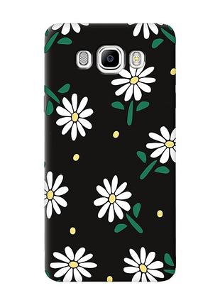 Матовый черный чехол на samsung galaxy j7(2016) j710 ромашки (принт 368)