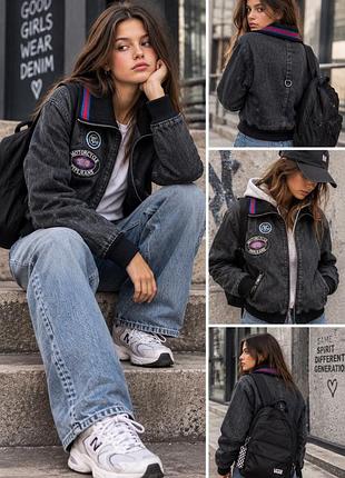 Куртка-бомбер pepe jeans london s, утеплена, denim biker style