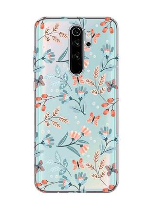 Прозрачный чехол на xiaomi redmi note 8 pro :: цветочный фон (принт 370)