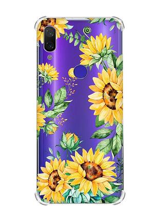 Чохол з потовщеними кутами на xiaomi redmi note 7/7 pro :: соняхи /принт 288/