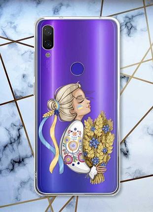 Прозорий чохол на xiaomi redmi note 7/7 pro :: українка з колосками /принт 173/