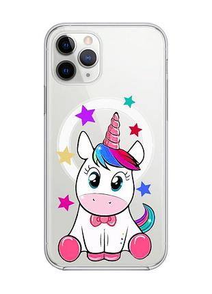 Магнітний чохол на iphone 11 pro max із підтримкою magsafe :: єдиноріг (принт 102)