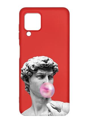 Матовый красный чехол на samsung galaxy m32/a22/m22 4g :: скульптура (принт 352)