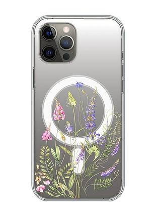 Магнитный чехол на iphone 12 pro max с поддержкой magsafe :: цветочная идиллия (принт 382)