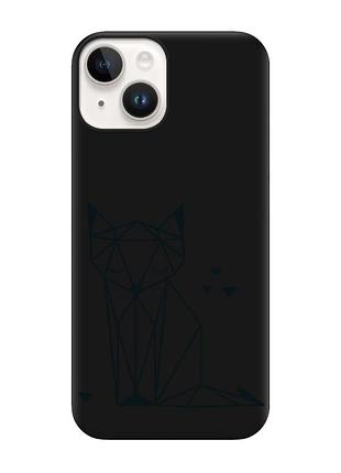 Матовый черный чехол на apple iphone 14 :: лиса (принт 126)