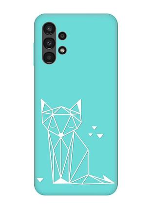 Матовий бірюзовий чохол на samsung galaxy a13 4g :: лисиця (принт 127)