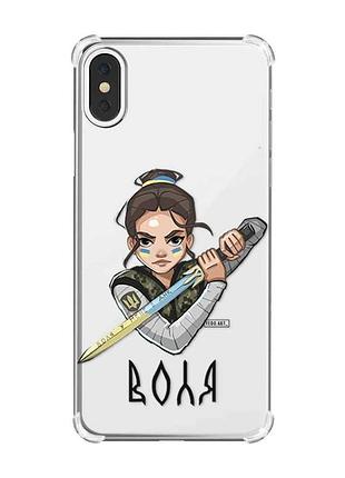 Чехол с утолщёнными углами на iphone x/xs :: украинская защитница (принт 169)