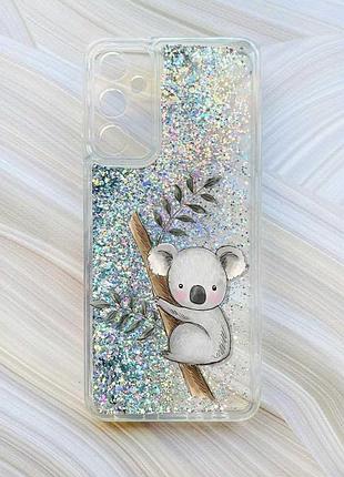 Чехол с плавающими серебрянными блестками на samsung a15 (a155) / m15 коала (принт 132)